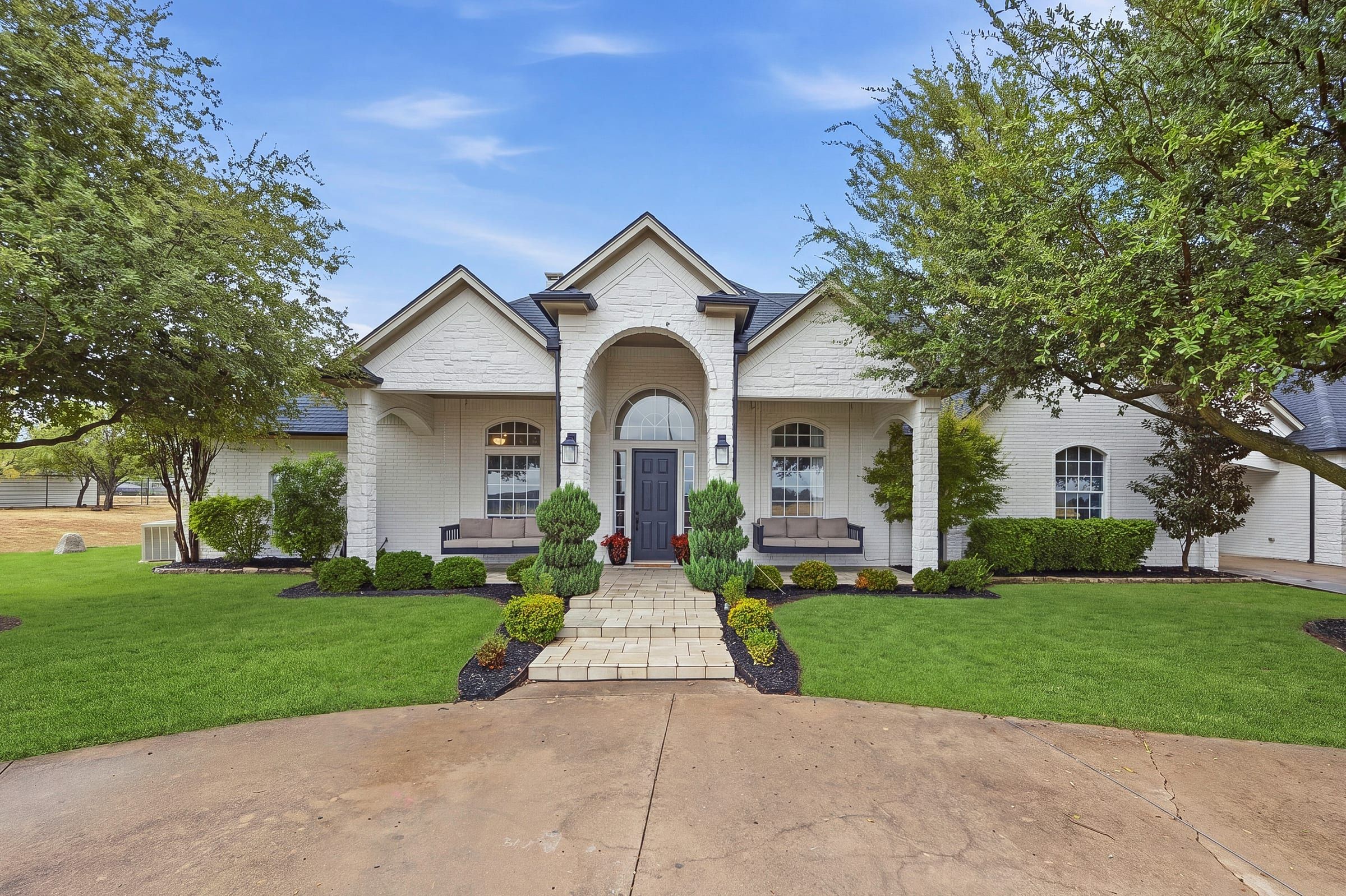 Front entry with the new roof and new exterior paint